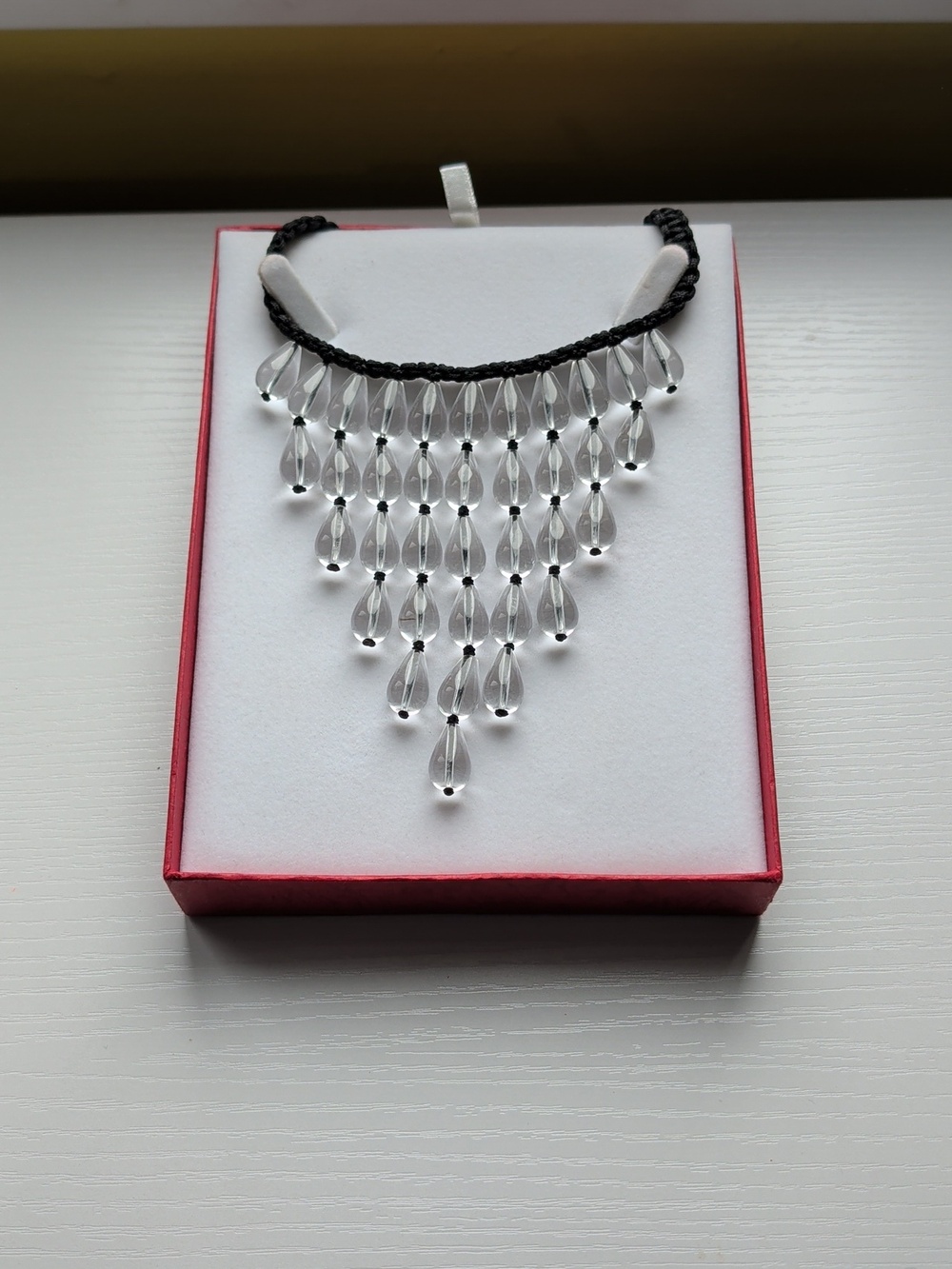 Vintage 2005 Madame Butterfly Singapore Heavy Glass Teardrop Necklace